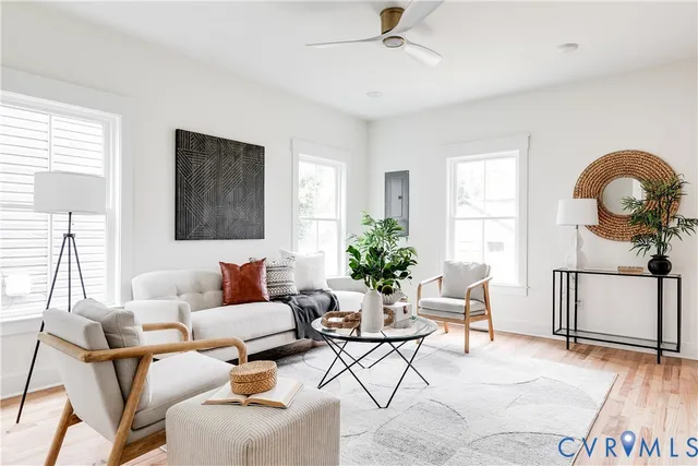 a living room with furniture