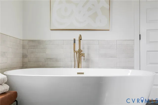 a bathroom with a bathtub