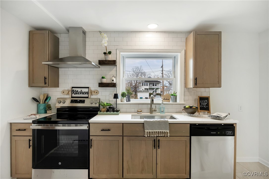 2601 Brook Road Richmond, VA 23220 - Photo 12 of 28 Kitchen with a sink, wall chimney exhaust hood, ta