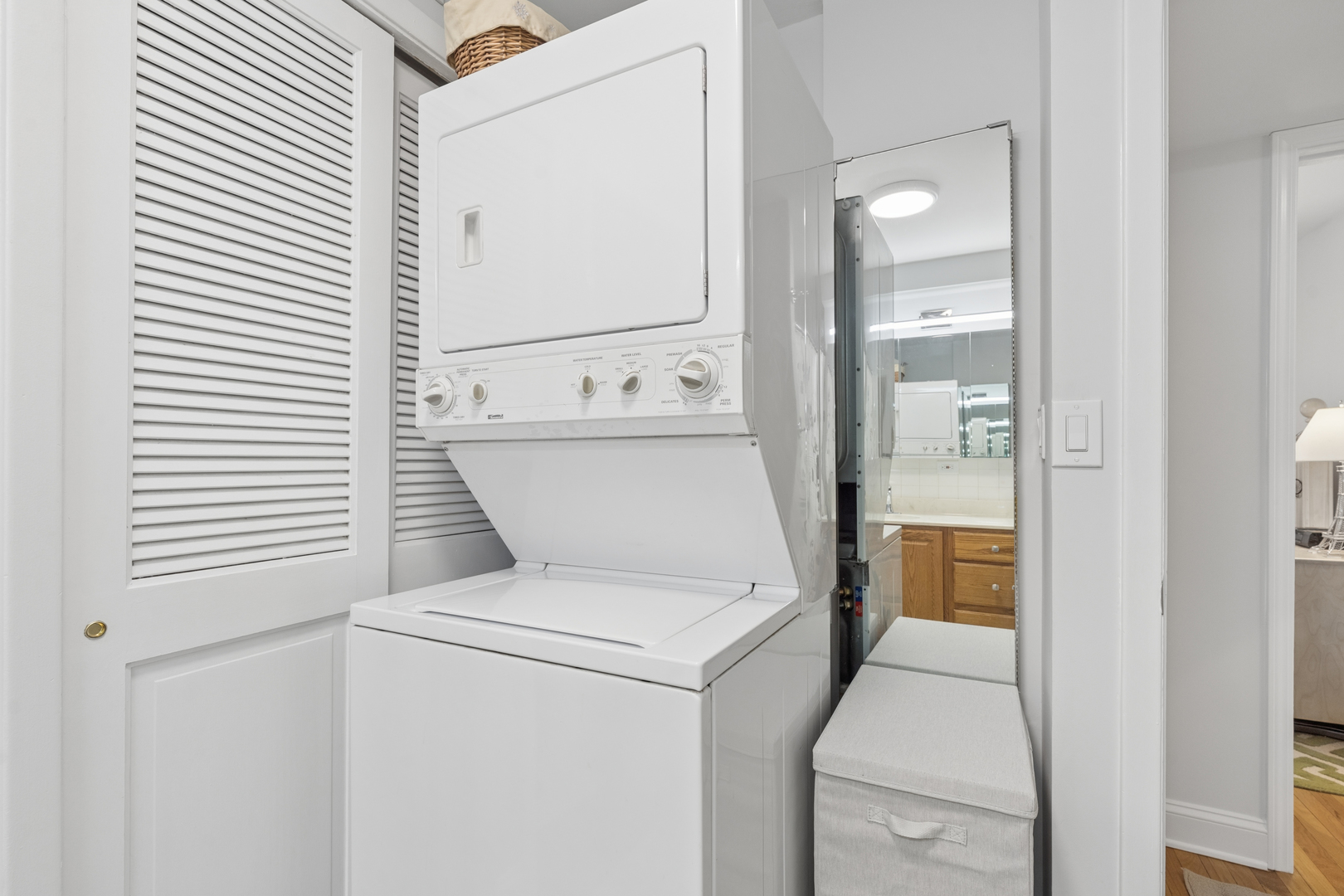 1122 West Altgeld Street, Unit 12 Chicago, IL 60614 - Photo 14 of 20 a view of washer and dryer with bathroom in the background