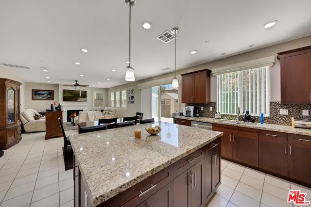 a large kitchen with lots of counter space