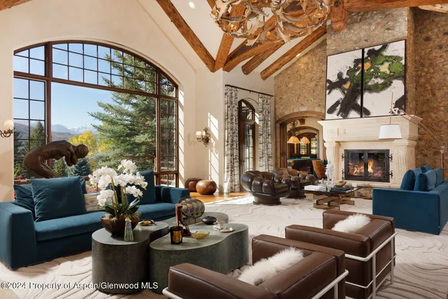 a living room with furniture or couch and a fireplace