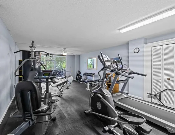 a view of a room with gym equipment