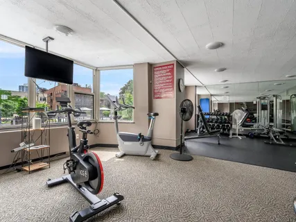 a view of a room with gym equipment