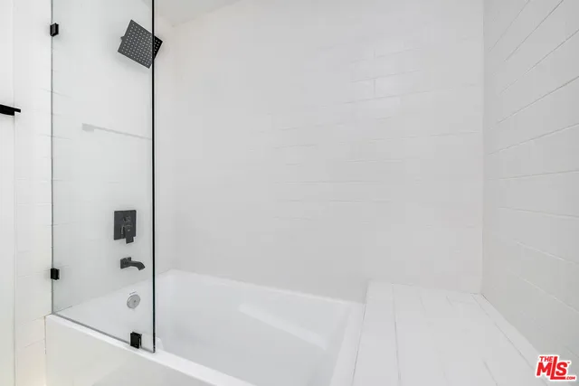 a bathroom with a bathtub