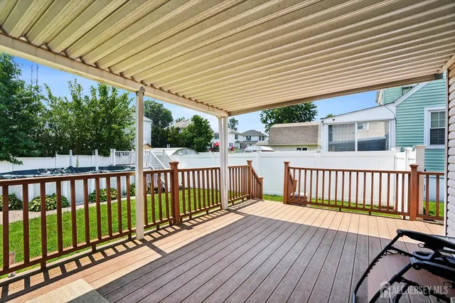 a view of a wooden deck