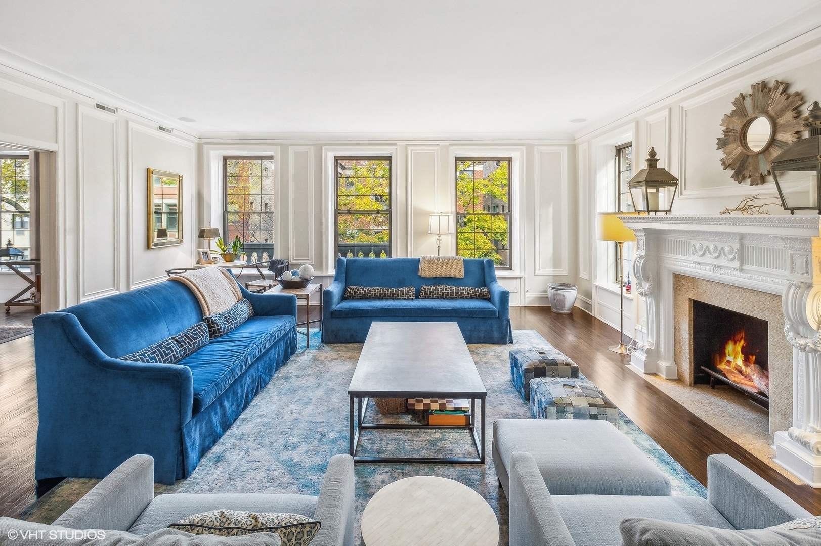 443 West Aldine Avenue, Unit 3 Chicago, IL 60657 - Photo 3 of 19 a living room with furniture and a fireplace