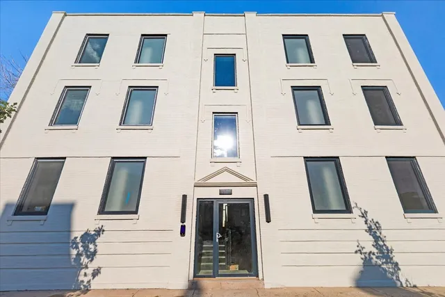 a front view of a building