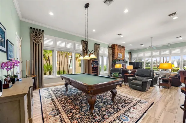 an aerial view of city and lake