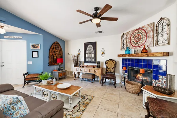 a living room with furniture