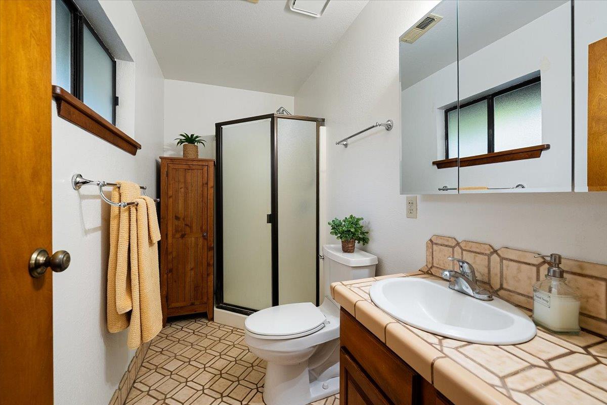155 Pinewood Way Auburn, CA 95602 - Photo 24 of 92 a bathroom with a sink toilet and shower