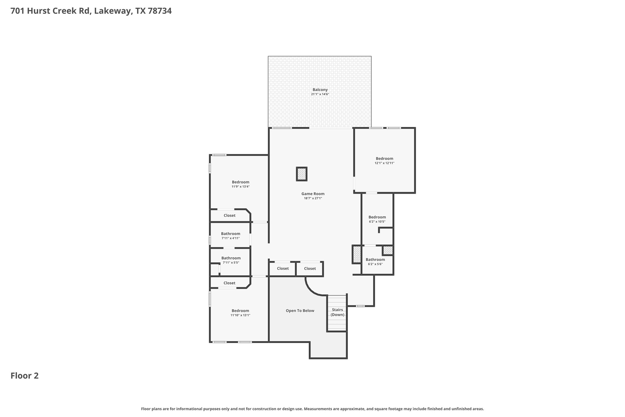 701 Hurst Creek Road Lakeway, TX 78734 - Photo 37 of 37 Upstairs Floor plan