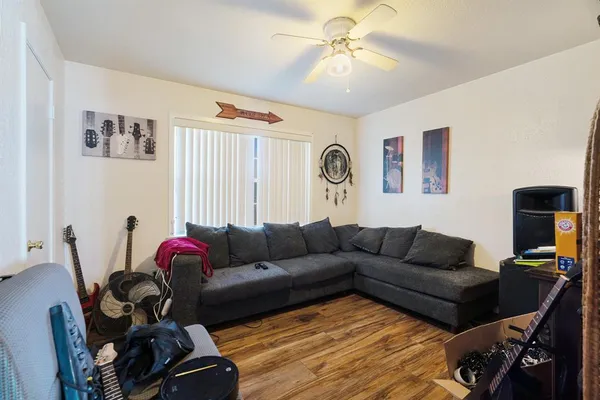 a living room with furniture