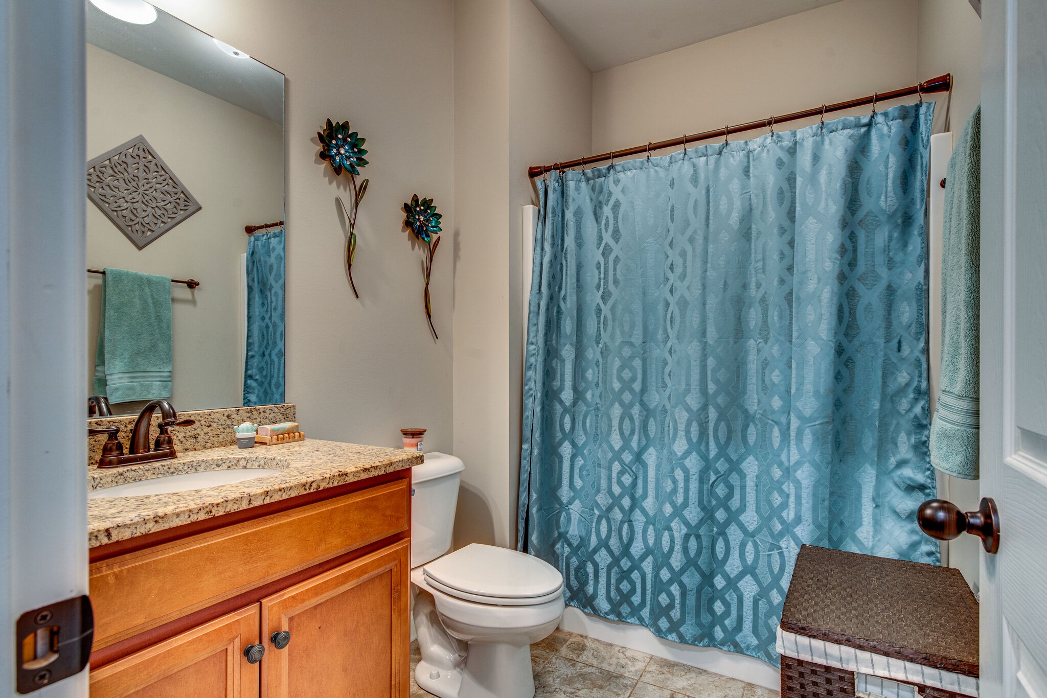 419 Kaiser Road Dickson, TN 37055 - Photo 23 of 38 a bathroom with a granite countertop sink toilet and a mirror