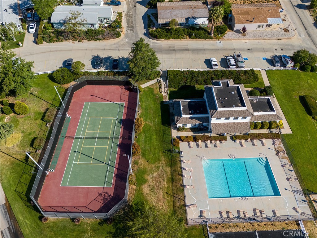 33105 Santiago Road, Unit 149 Acton, CA 93510 - Photo 27 of 28 an aerial view of a house with a swimming pool outdoor seating and yard