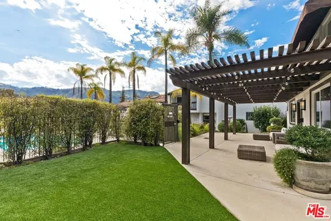a view of a porch with a backyard