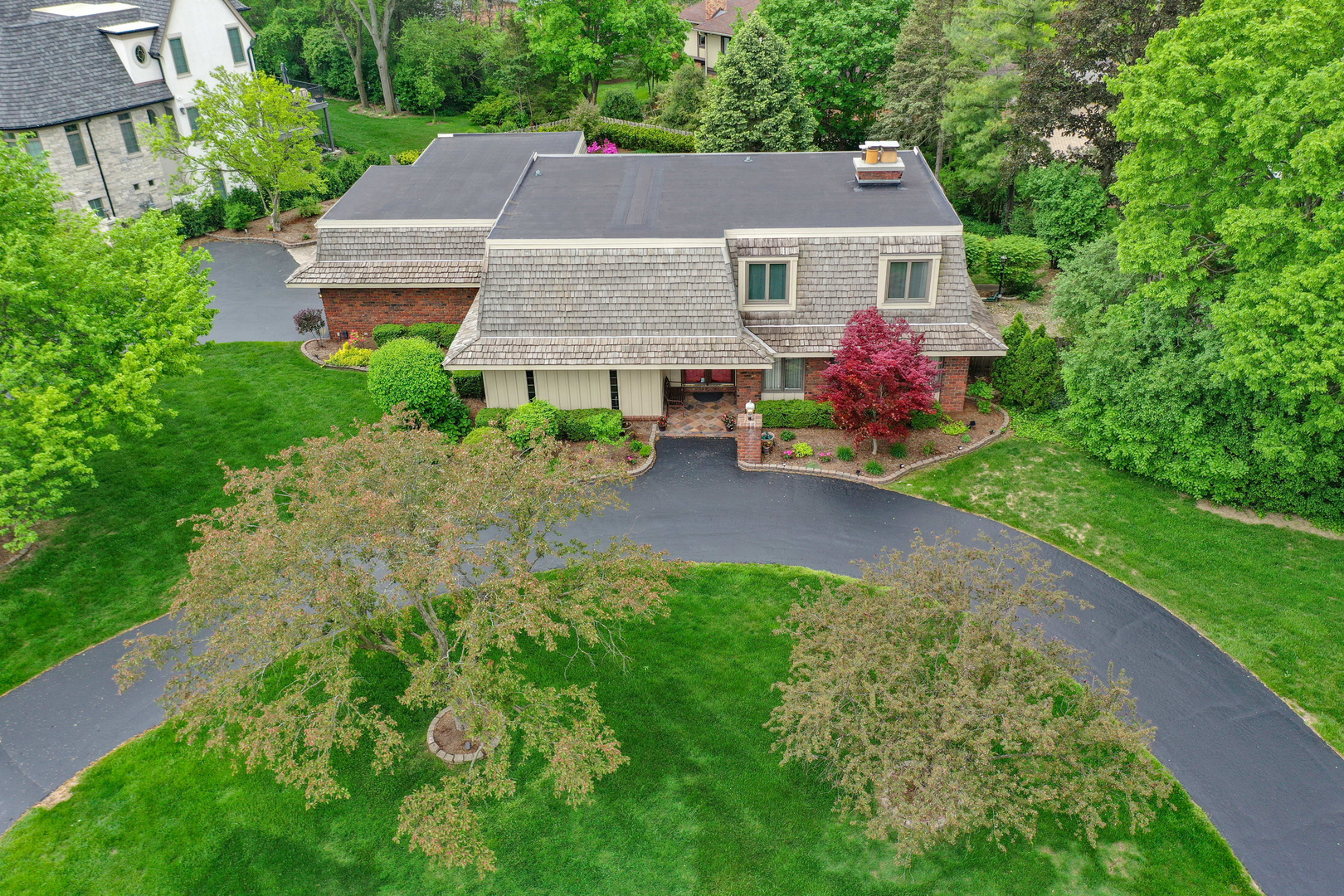 an aerial view of a house