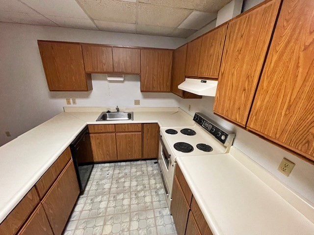 267 Locust Street, Unit 1F Northampton, MA 01062 - Photo 5 of 7 a kitchen with a sink a stove wooden floor and cabinets