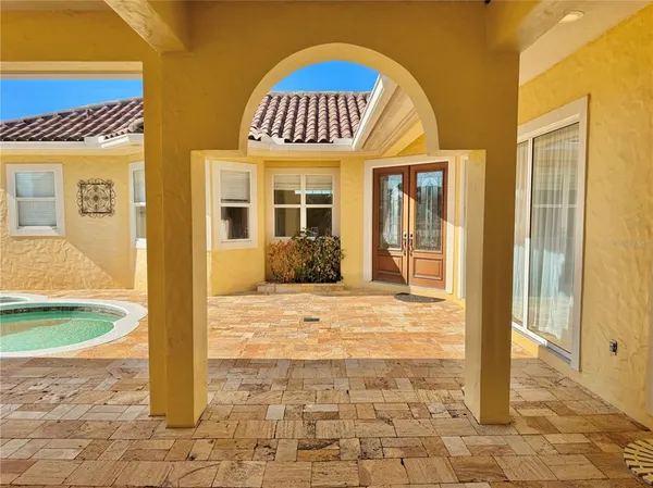 a view of outdoor space yard deck patio and swimming pool