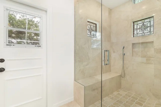 a bathroom with a shower