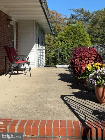 a view of a chairs and table in the backyard