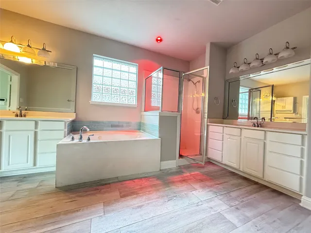 a kitchen with a refrigerator and countertop