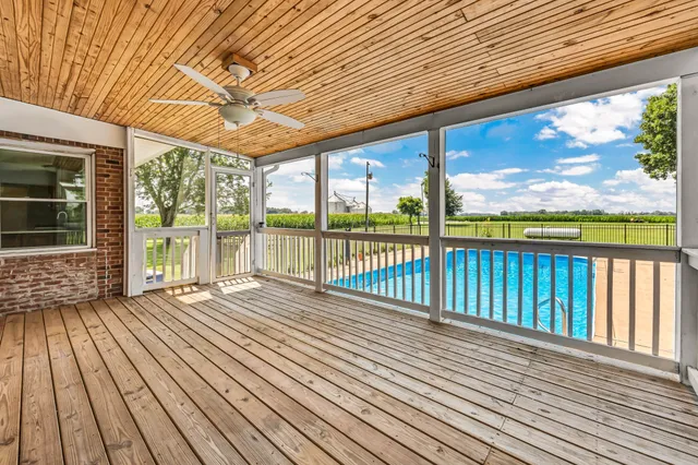 a view of a wooden deck
