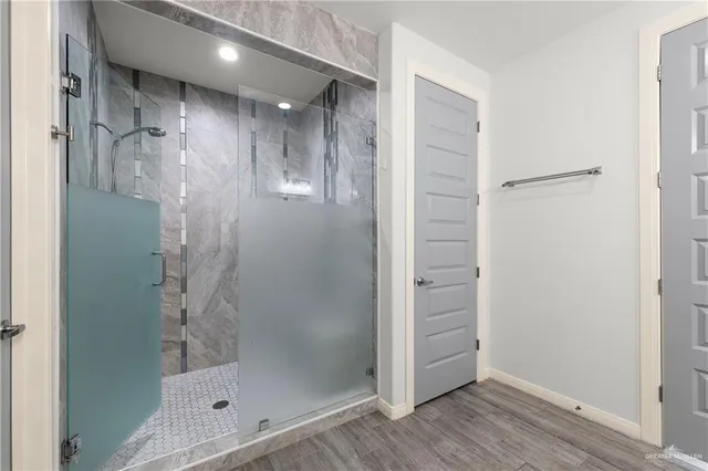a bathroom with a shower