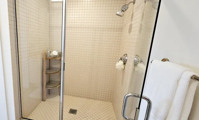 a bathroom with a shower