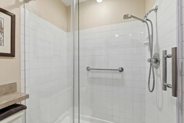 a bathroom with a shower