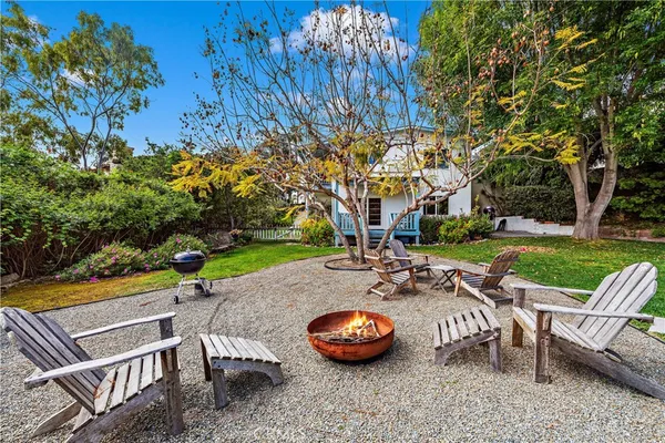 an outdoor space with patio and furniture