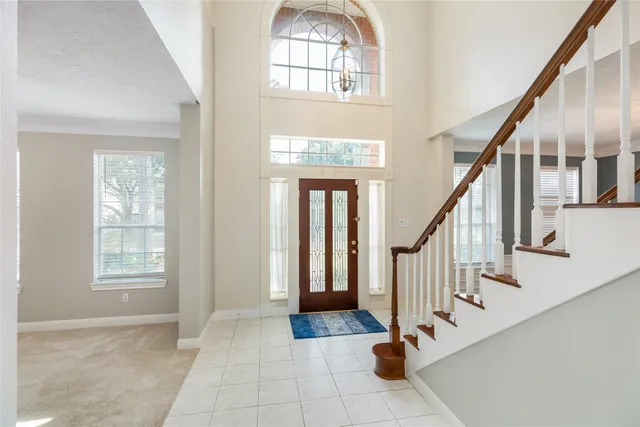 an entryway with staircase