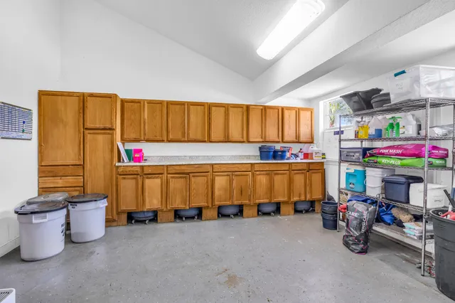 a view of an empty room with stairs