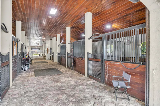 a view of a pathway with a patio