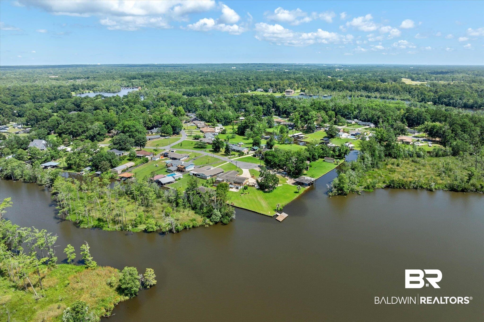 3801 Point Road Mobile, AL 36619 - Photo 47 of 55 Aerial perspective showcasing a waterfront community with direct water access