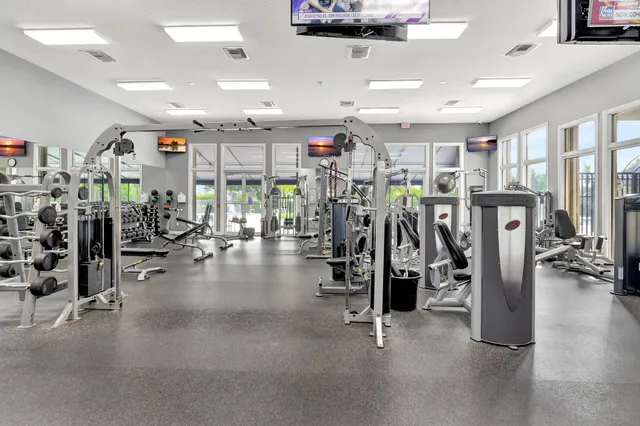 a view of a room with gym equipment