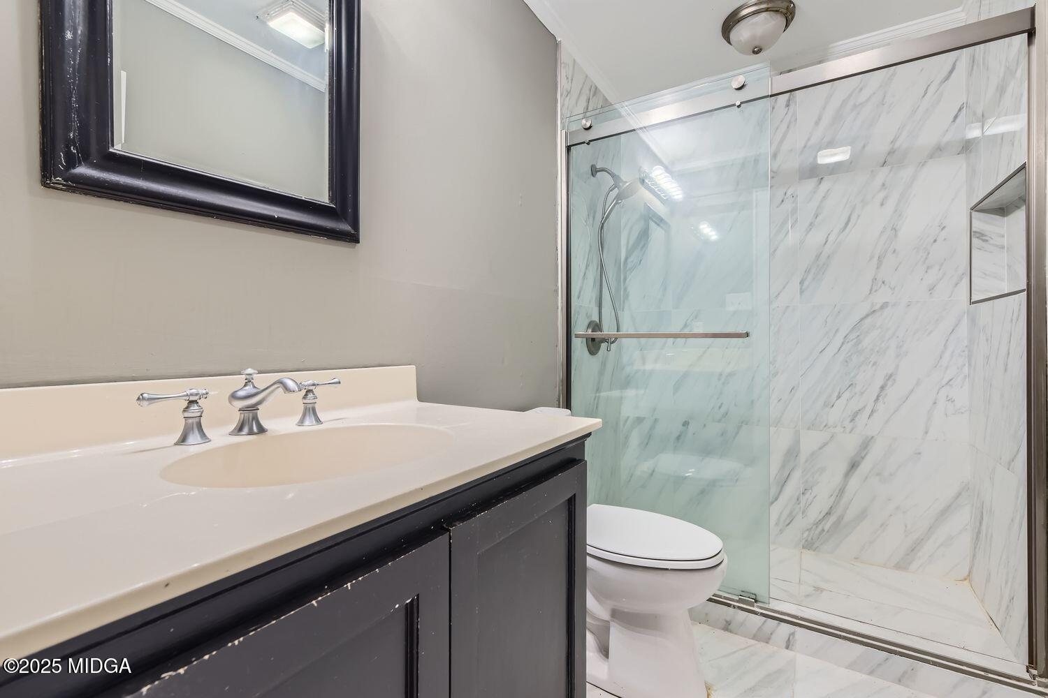 545 North Pine Hill Road Griffin, GA 30223 - Photo 23 of 39 a bathroom with a sink a toilet and shower