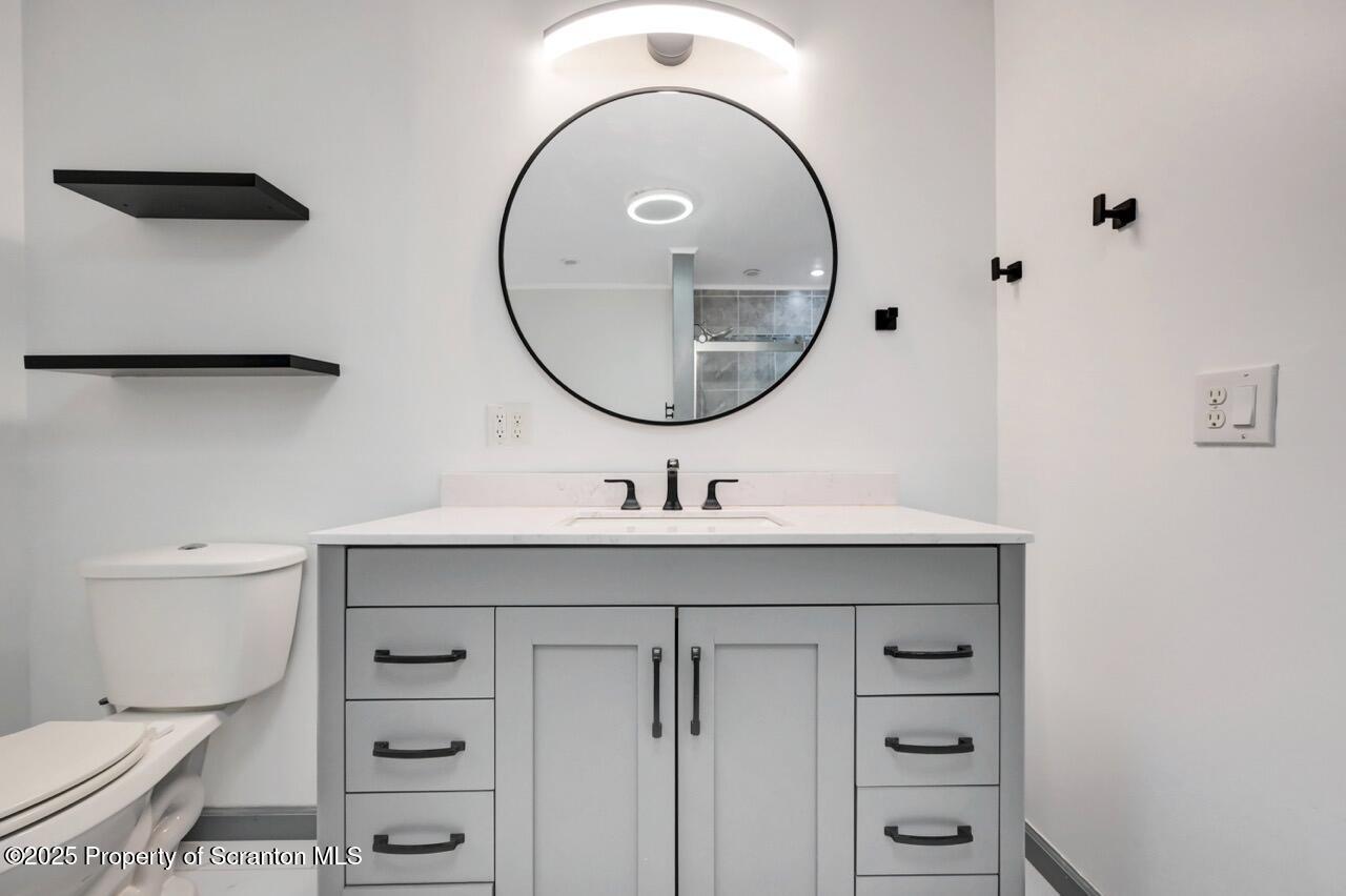 1427 Birch Street Scranton, PA 18505 - Photo 29 of 55 a bathroom with a sink a toilet and a mirror