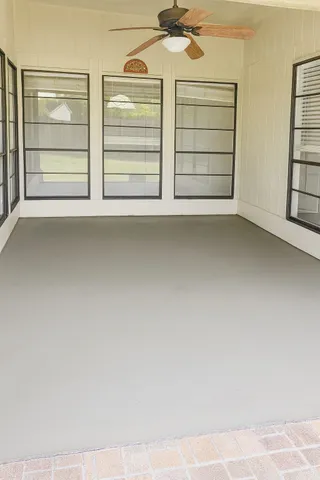 a view of a room that has a door in it