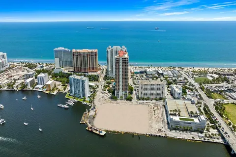 a view of a city with tall buildings