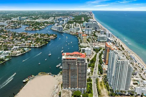 an aerial view of residential building with outdoor space