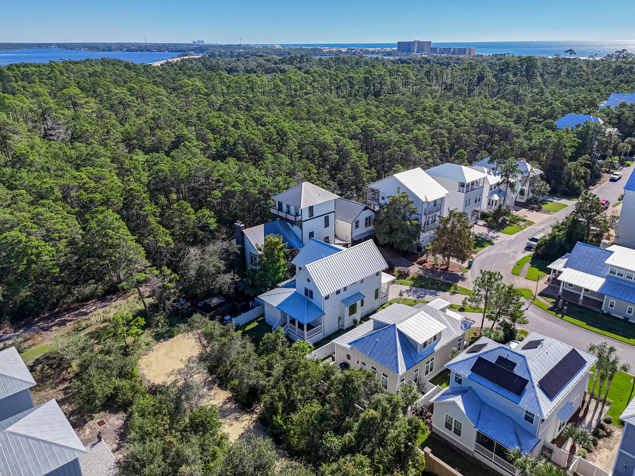 174 Grande Pointe Cir Inlet Beach Inlet Beach, FL 32461 - Photo 45 of 55 an aerial view of a house with a garden