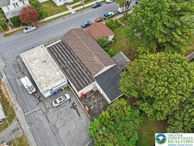 an aerial view of a house