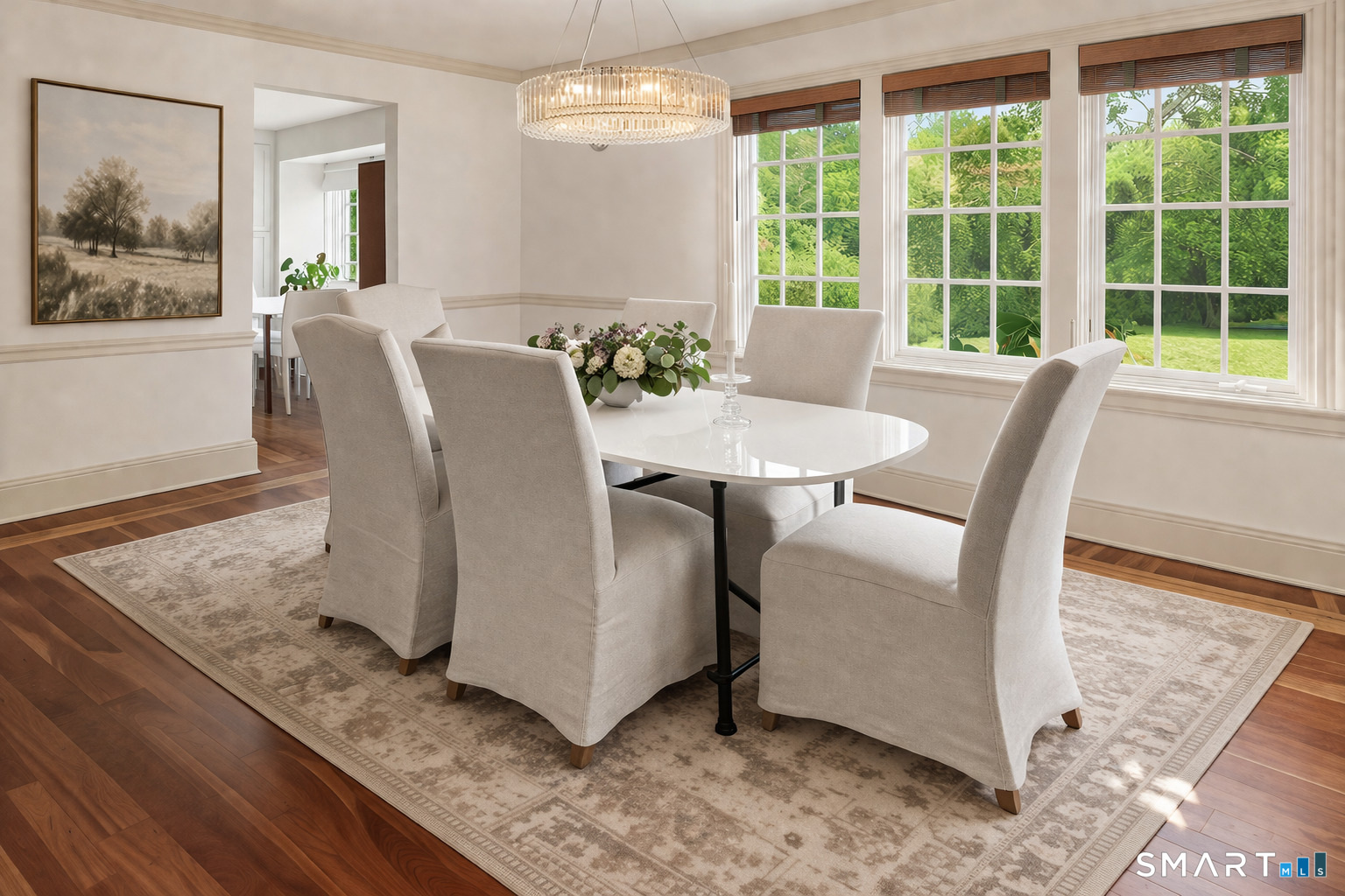32 Steep Hill Road Weston, CT 06883 - Photo 13 of 41 a view of a dining room with furniture window and outside view