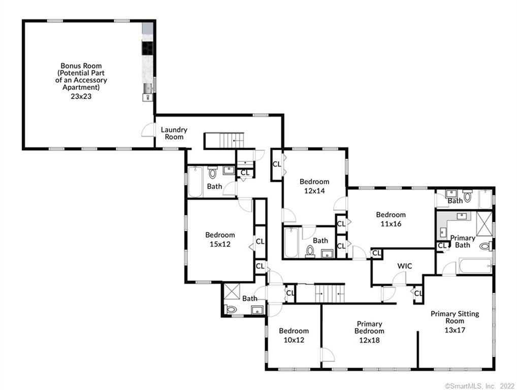 32 Steep Hill Road Weston, CT 06883 - Photo 29 of 40 The second floor has five bedrooms each with a dedicated full bathroom. It also has an extra large bonus room.