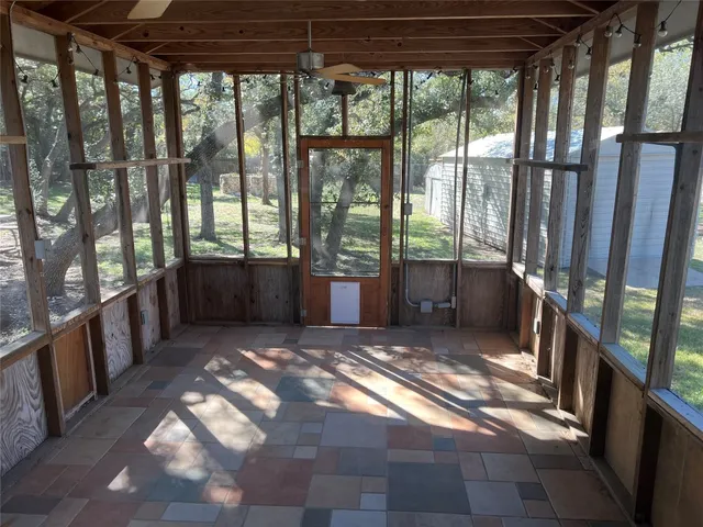 a view of a swimming pool with an ocean view