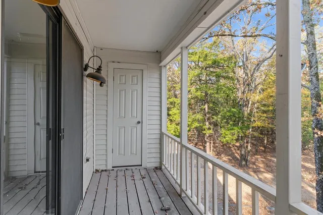 a view of a wooden door