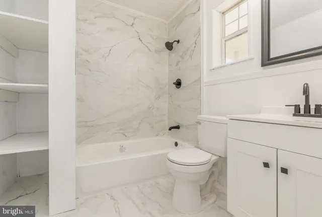 a bathroom with a toilet and a bathtub