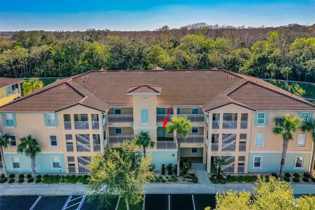 an aerial view of a house