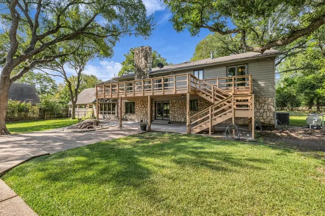 a view of a garden with a tree